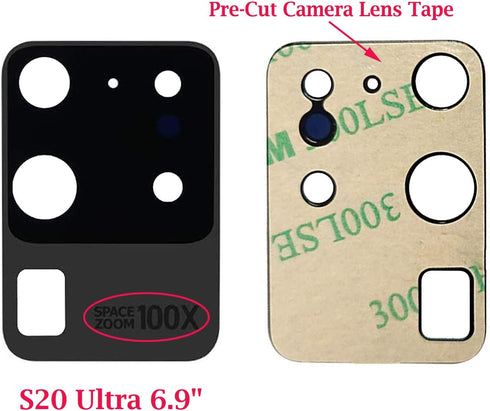 Ubrokeifixit Galaxy S20 Ultra Back Rear Camera Glass Lens Cover Replacement with Pre-Cut Tape for Samsung Galaxy S20 Ultra 6.9" SM-G988(NOT for S2...