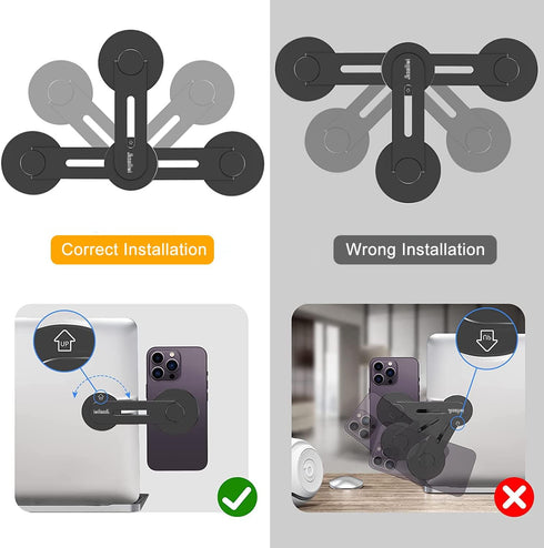 180° Adjustable & Flip Continuity Camera Monitor Mount, Dual Screen Magnetic Phone Holder for Laptop, Slim MacBook Webcam Mount Compatible with Ma...