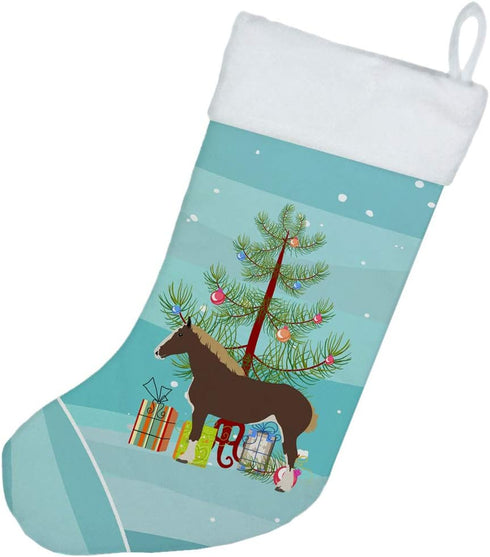 Caroline's Treasures BB9273CS Percheron Horse Christmas Christmas Stocking, Teal Fireplace Hanging Stockings Christmas Season Party Decor Family H...