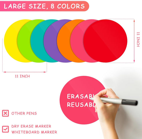11 Inch Dry Erase Dots Removable Vinyl Dot Circle Whiteboard Marker Vinyl Stickers Dots Wall Decals for School Classroom Teachers Students Table R...