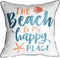 Embroidered The Beach is My Happy Place Throw Pillow Cover,Square 18 inches Decorative Canvas Pillow Cover with The Beach is My Happy Place Patter...