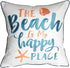 Embroidered The Beach is My Happy Place Throw Pillow Cover,Square 18 inches Decorative Canvas Pillow Cover with The Beach is My Happy Place Patter...