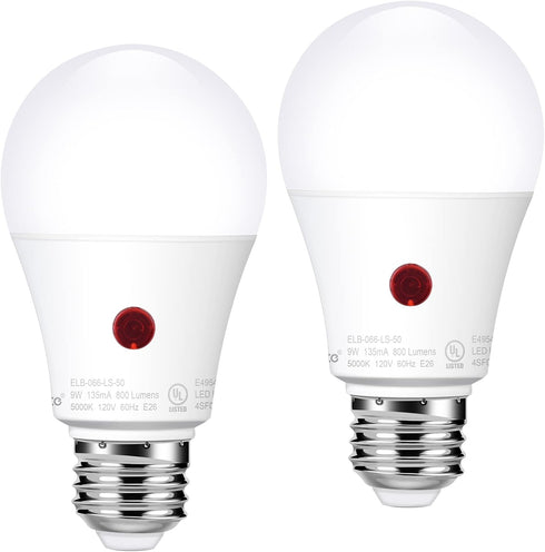 Emotionlite Dusk to Dawn Sensor Light Bulbs Outdoor, Neutral White LED Bulbs, 60 Watt Equivalent, Automatic On/Off, Porch, Patio,Garage, Hallway, ...