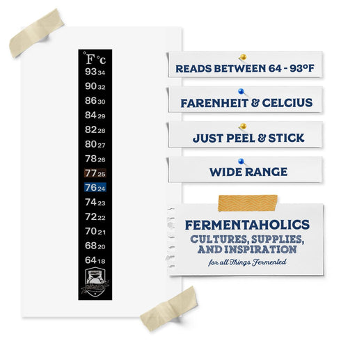 3 Pack Kombucha Fermentation Adhesive Strip Thermometer - Displays Temperature in Degrees in Celsius and Fahrenheit - Easy to Use - Accurate - Gre...