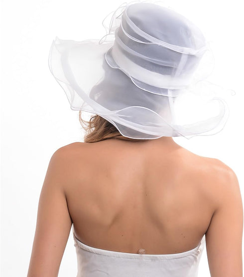 FORBUSITE Derby Church Dress Hat for Women Fascinator Bridal Tea Party Wedding Hat Wide Brim...