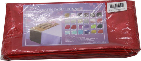 WELMATCH Red Satin Table Runners - 5 pcs Wedding Banquet Party Event Decoration Table Runners (Red, 5)...