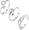 FIBO STEEL 3 PCS Toe Rings for Women 925 Sterling Silver Adjustable Toe Rings Open Cuff Toe Rings CZ Daisy Moonstone Ring Band Rings Beach Foot Je...