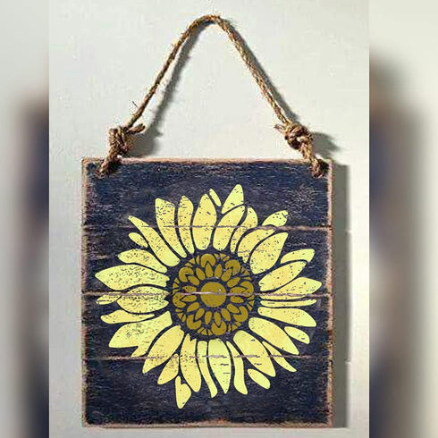 12x12 Inch Boho Sunflower Stencil for Painting on Wood, Canvas, Paper, Fabric and Furniture - Reusable Floral Craft Stencils - Large Flower Stenci...