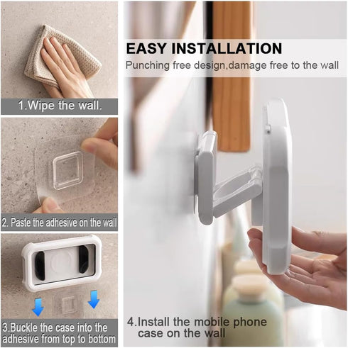 Shower Phone Holder Waterproof,480° Rotating Wall Phone Holder Mount with HD Touch Screen Guardian Phone up to 7 inch for iPhone 15 14 13 12 Pro 1...