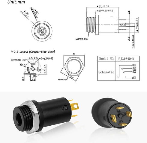 10pcs 3.5mm Mini Stereo Female Jack Socket Plug with Nuts 3.5mm Stereo Panel Mount Jack Solder Connector Headphone Audio Video Vertical Socket 4 P...