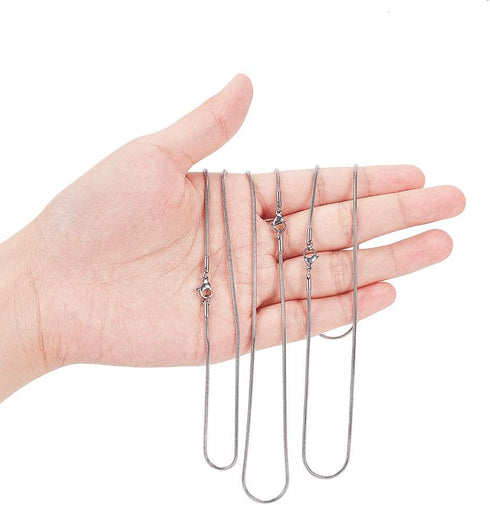 arricraft 10PCS 18 Inches Stainless Steel Chains with Lobster Claw Clasps 1.5mm Snake Chains for Necklace DIY Jewelry Making-Stainless Steel Color...