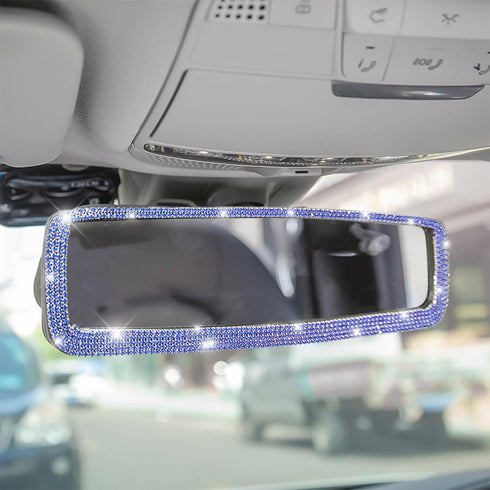 Bling Car Rearview Mirror, Decorations Rear View Mirror with Crystal Rhinestones & Diamonds, Car Interior Trim Accessories, Clip-on & HD Glass, Sp...