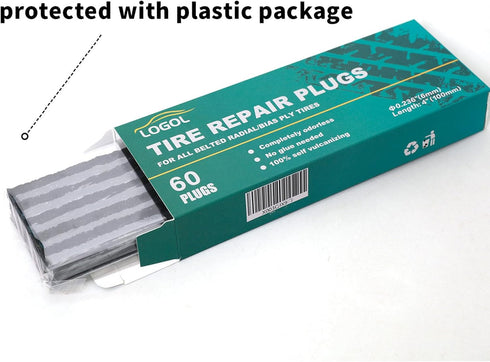 Tire Plugs Heavy Duty (4", 60pcs), Automotive Tool Tire Repair Plugs for Tubeless Off-Road Tires Car, ATV, UTV, Jeep, Mower.etc.....