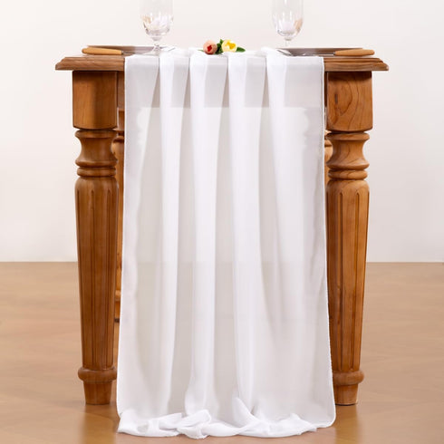 Socomi White Chiffon Table Runner Easter Spring Boho Rustic 14ft 29x170 Inches Wedding Runner Sheer Romantic Bridal Shower Decorations...