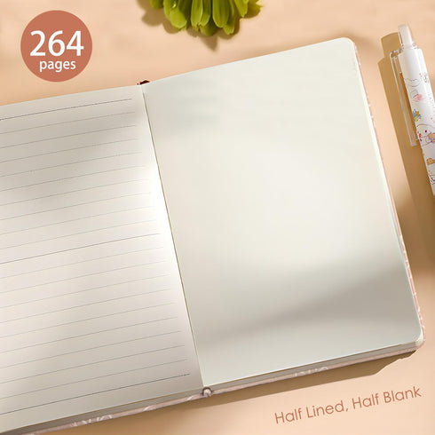 Fabric Pocket Notebook for Women, Daisy Printed Cloth Hardcover Journal, A6, 264 Pages, 4x6 Small Lined Notebook & Blank Sketchbook, Similar Embro...