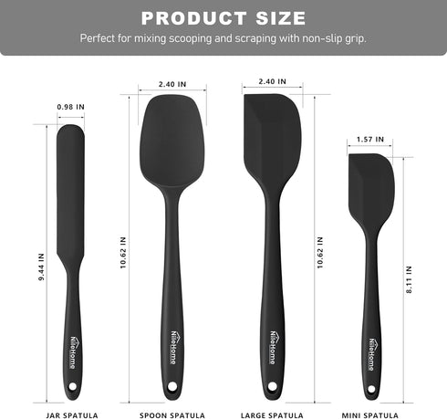 NileHome Silicone Spatula Set, Rubber Spatula High Heat-Resistant Premium BPA-Free One Piece Seamless Design Cooking Spatulas Utensils Set For Kit...