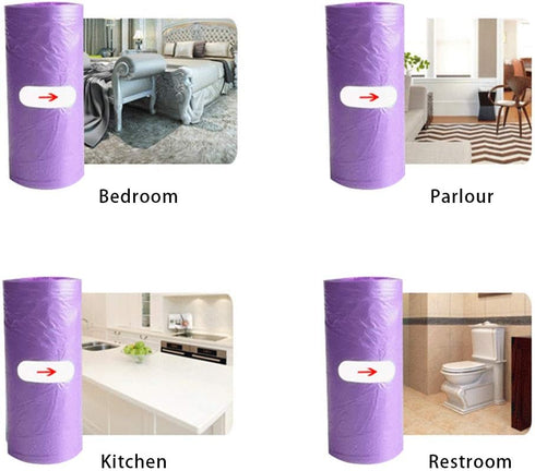 Kitchen Garbage Bags and Purple Trash Bag, 100 Counts 4 Gallon 45x60Cm Kitchen Small Trash Bags with Handles for Bathroom, Contractor Bags (100pcs...