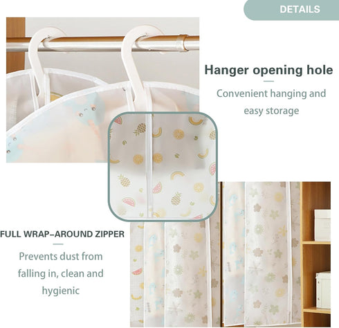 5 Pack Hanging Clothes Covers Clear Clothes Bags Hanging Dust Clothes Protectors Dry Cleaner Home Storage Travel (60×80, Fruit)...