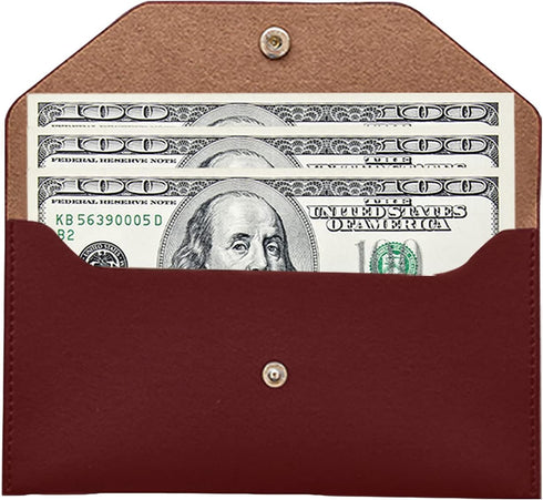 Carrotez Cash Envelopes (PU Leather) Money Envelopes for Cash Gifts, Reusable Cash Envelope Wallet, 1 ea, Letter Engraving - Burgundy...
