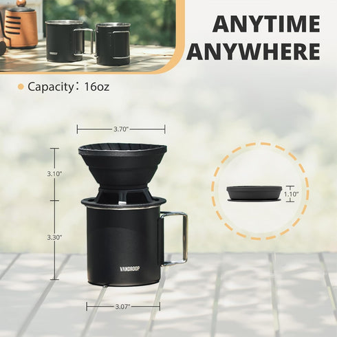 Portable Pour Over Coffee Maker Set, Collapsible Silicone Coffee Dripper Set, Perfect for Travel, Camping, Home...