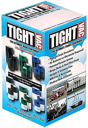 Tightvac Set of 3 - Patented Airtight Container | Multi-use Vacuum Container Works as Smell Proof Containers for Herbs and Dry Goods. Green Caps a...