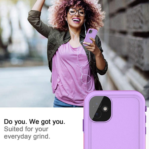 for iPhone 11 Waterproof Case 6.1 Screen Protector Underwater Shockproof Full-Body Dustproof Rugged Case for Aplle iPhone 11 (Purple Pink)...