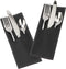 Leather Cutlery Sleeve Utensil Holders Pouch Bags Knife and Fork Silverware Sleeves for Mother's Day Valentine's Day Table Decorations 2 Pcs(Black...