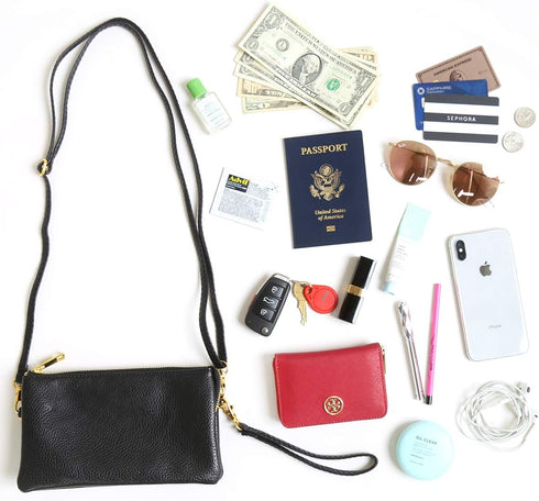 RIAH FASHION Convertible Vegan Leather Wallet Purse Clutch - Small Handbag Phone/Card Slots & Detachable Wristlet/Crossbody...