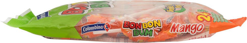 Colombina Bon Bon Bum Lollipops w/Bubble Gum Center, Mango Flavor, Individually Wrapped, Ideal for Party Favors and Gifts, 1 Pack (24 Count)...