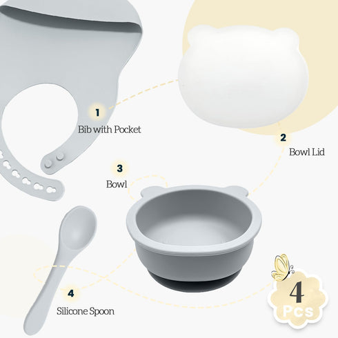 Baby Feeding Set of 4–Made from Premium Food-Grade & BPA-Free Silicone Baby Weaning Set –Durable & Eco-Friendly Toddler Plates, Safe Baby Feeding ...