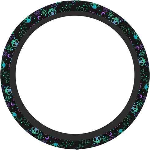 Magic Skull Magical Star Moon Steering Wheel Cover for Women Men Girls Car Accessories Decor Anti-Slip Neoprene Auto Steering Wheel Covers Protect...