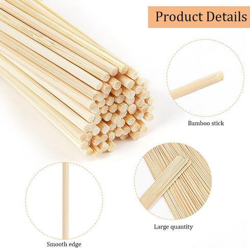 OLYCRAFT 100Pcs Unfinished Wooden Strips 11.8 inch Long Round Wood Sticks 3mm Round Dowels Strips Wooden Dowel Rod Natural Wood Sticks Model Acces...