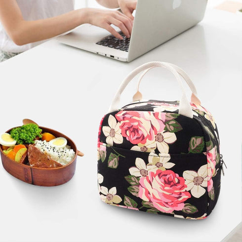 EurCross Work Lunch Bag for Women and Lidies,Trendy and Practical Floral Canvas Compact Lunch Tote Bento Box Bag...