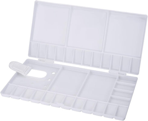 Shappy Watercolor Palette 33 Compartments Folding Paint Tray with 28 Wells and 5 Mixing Areas Plastic Painting Pallet with Thumbhole and Brush Hol...