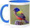 3dRose Painted Bunting Male Bird Perched Mug, 11 oz, Blue...