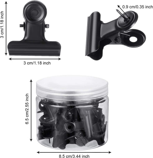 30 Pieces Push Pins Clips, Bulldog Clips with Thumb Tacks for School Artworks Projects on Cork Board, Photos Documents on Bulletin Board, No Holes...