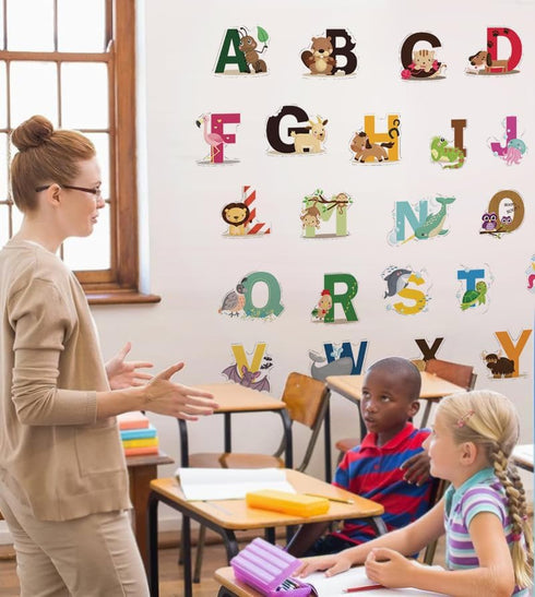DEKOSH Animal Alphabet Kids Wall Decals - Peel & Stick Educational Baby Stickers for Playroom, Classroom Decoration...
