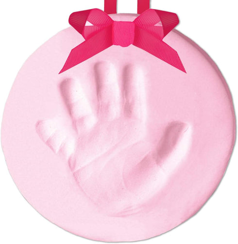 Pearhead Babyprints Baby's First Handprint or Footprint Ornament Kit, Easy No-Bake DIY Clay Impression, Christmas Baby Keepsake Gift, Pink...