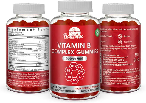 Sugar Free Vitamin B Complex Gummies - Vitamin B12, B7, B6, B3 (Niacin), B5, B8, B9 (Folate)- Third Party Tested- Prenatal, Vegan Diet, Older Adul...