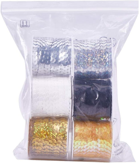 PH PandaHall 30 Yards Spangle Flat Sequins 6mm 6 Color Crafts Sequin Strip Sewing Paillette Spool String Metallic Shiny Trim for Mermaid Dress Emb...