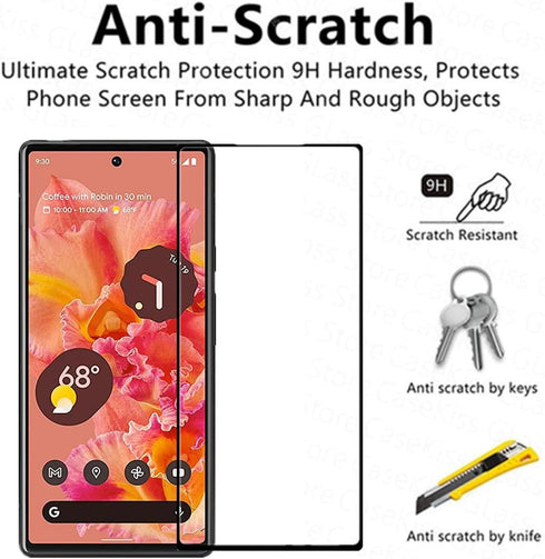 VIESUP [2PACK Full Coverage Anti-scratch Easy Installation Black Silk Screen Tempered Glass Protective Film for Google Pixel 6 GB7N6 (6.4”) 2021...