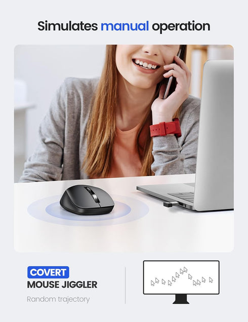 Covert Mouse Jiggler,2 in 1 Mouse with Jiggler, Undetectable Mouse Mover with ON/Off Switch, Drive Free,Simulate Mouse Movement to Keep Computer A...
