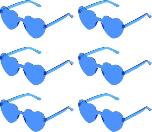 6 Pcs Heart Shape Sunglasses Frameless Transparent Glasses Party Favors for Women...
