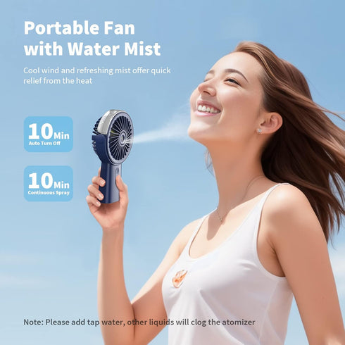 Otlonpe Misting Fan Portable Handheld Fan, 4000mAh Hand Held Mist Fan Rechargeable Power Bank, 90° Adjustable Small Mister Fan, Personal Cooling W...