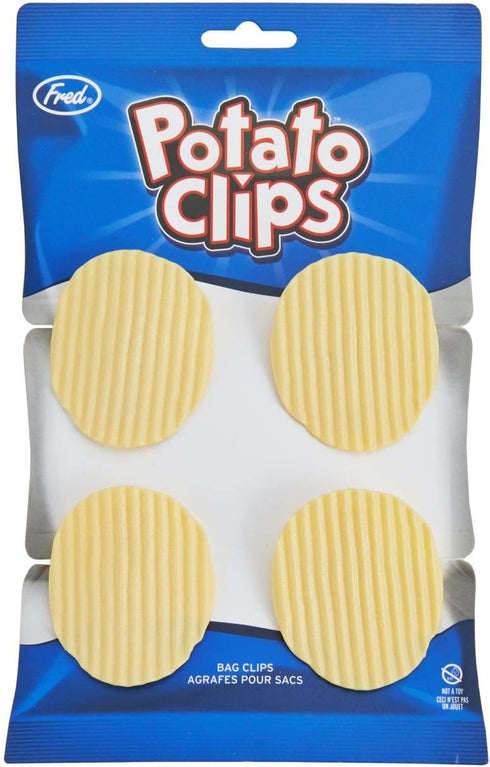 Genuine Fred, POTATO CLIPS, Set of 4, Wavy Chip Bag Closures, Chip Clips, Bag Clips, Patented Design...