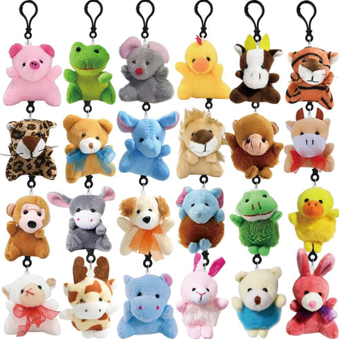 24Pack Mini Animal Plush Toy Set, Cute Animal Assortment Keychain Toys, Small Stuffed Animal Set Gifts for Kids, Christmas Stocking Stuffer, Easte...