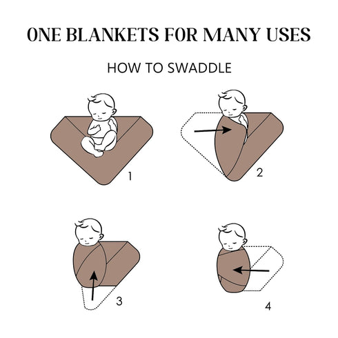 Baby Swaddle Receiving Blankets with Matching Beanie Set Newborn Nursery Swaddle Wrap for Baby Girls and Boys (Brown)...