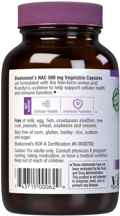 Bluebonnet NAC 500 mg Vitamin Capsules, 30 Count...