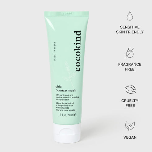 Cocokind Chia Bounce Mask, Hydrating Face Mask, Overnight Face Mask and Gel Moisturizer, With Chia Seeds, Panthenol, Niacinamide and Hyaluronic Ac...