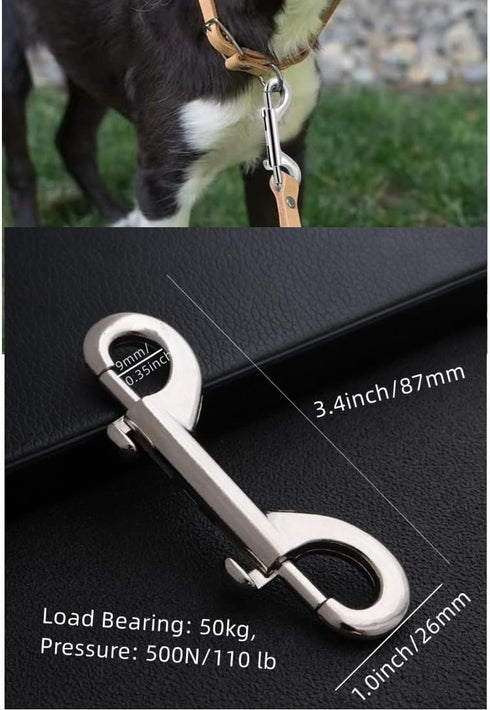 Double Ended Bolt Snaps Hook,Zinc Alloy Hook Metal Clips for Dog Leash,Key Chain,Horse Tack,Pet Feed Buckets,Garage Use, Nickel Plated, Nickel Pla...